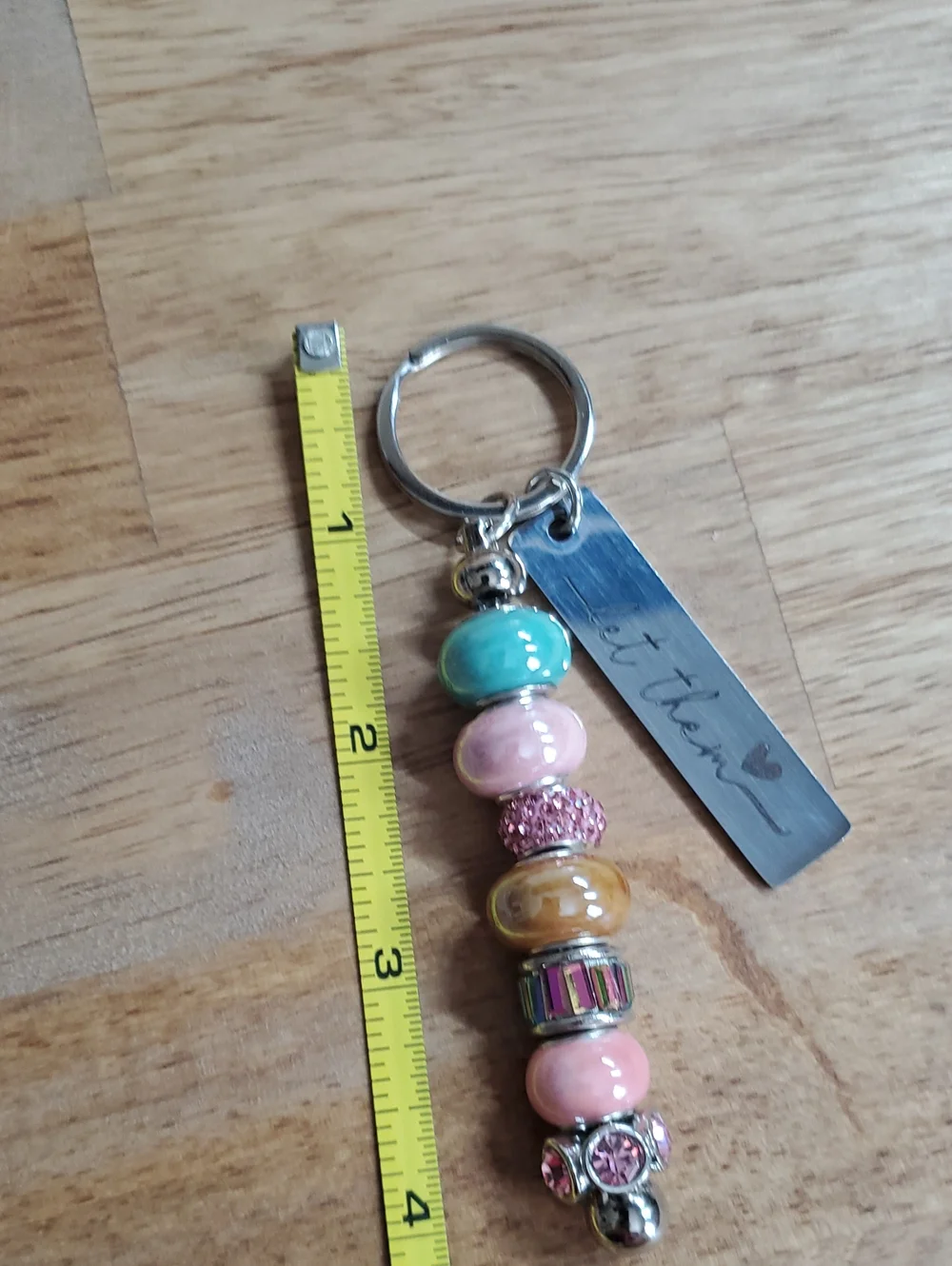 Pink Beaded Keychain